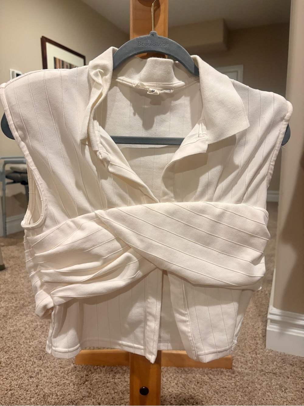 BLUE TASSEL Twist Front Sleeveless Blouse